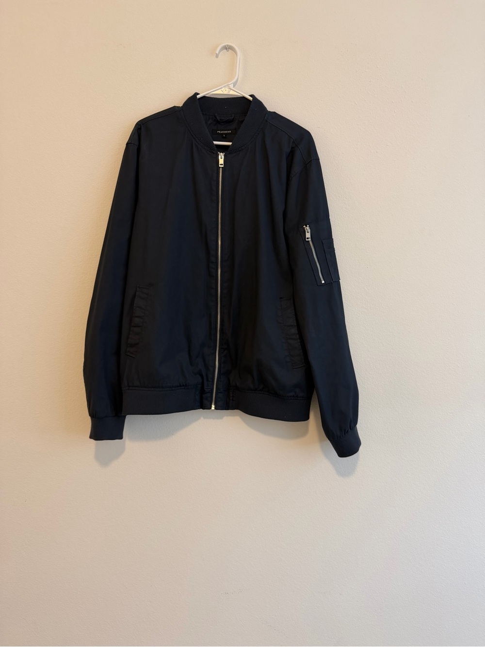 Men's Black Bomber Jacket with Zip Pocket